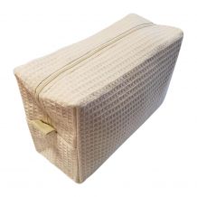 Large Cotton Waffle Cosmetic Bag Embroidery Blanks - CREAM
